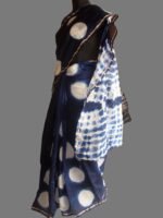 Chanderi Shibori Indigo Silk-cotton Sari