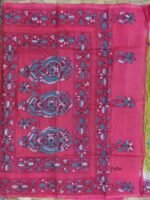Chartreuse and Pink Kanthawork Silk Saree - Image 2