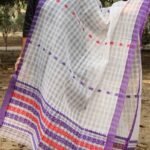 Chequered White handloom cotton dupatta