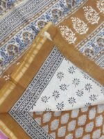 Coffee Brown Bagru-printed chanderi saree - Image 4