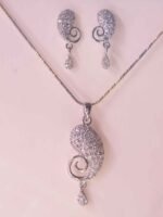 Conch Shape Zircon-Silver Pendant Earrings Set - Image 2