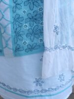 Cyan-Blue and White Chikankari 3pc Ladies Suit - Image 2