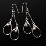 Chained Drops, Pure Silver Dangle Earrings