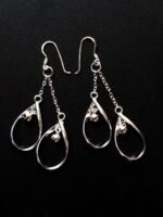 Chained Drops, Pure Silver Dangle Earrings