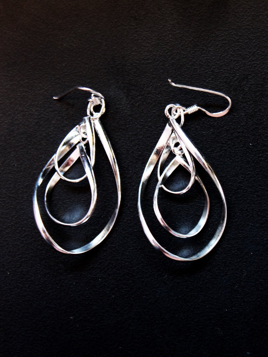 drop-danglers_0803.jpg Three Drops Pure silver dangle Earrings - Image 1
