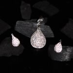Drop Shape Zircon fitted silver Pendant-Earrings Set