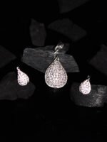 Drop Shape Zircon fitted silver Pendant-Earrings Set