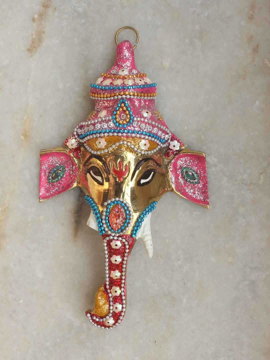 enamelled-brass-ganesha-wall-hanging.jpg Enamelled Brass Ganesha - Image 1