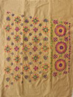 Fawn-Brown cotton Phulkari Salwar Fabric - Image 2