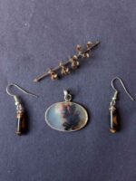 Fern Pattern Dendritic Agate Pendant Set