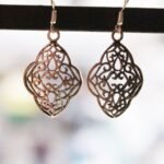 Handcarved rhomboid Silver Earrings