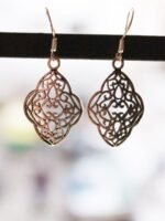 Handcarved rhomboid Silver Earrings