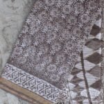 Floral Block-Printed Brown-Grey Kota-Cotton saree