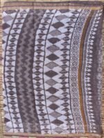 Floral Block-Printed Brown-Grey Kota-Cotton saree - Image 3