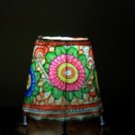 Flower painted Small Tholu Bommalata Table Lamp