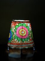Flower painted Small Tholu Bommalata Table Lamp