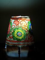 Flower painted Small Tholu Bommalata Table Lamp - Image 2