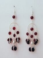 Garnet and Silver Dangle Earrings - Image 3