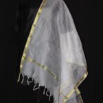 Zari border White poly-silk dupatta