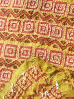 Golden-green Block-printed kanthawork Silk dupatta - Image 2