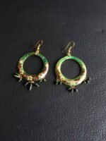 Round Green Meenakari Earrings - Image 2