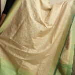 Green and Off-White Banarasi Dupatta