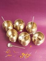Handcrafted 6 traditional brass dessert-bowl and spoon - Image 2