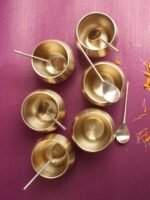 Handcrafted 6 traditional brass dessert-bowl and spoon - Image 3