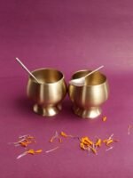 Handmoulded Brass Dessert Bowl and spoon pair - Image 2