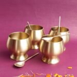 Handcrafted set-of-4 Brass dessert-bowl and spoon