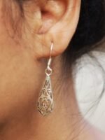 Handmade drop shape Silver Earrings - Image 2