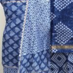 Indigo and white Chanderi 3pc ladies suit