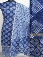 Indigo and white Chanderi 3pc ladies suit