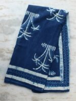 Block printed Indigo Cotton Sari