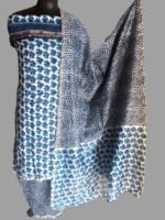 Block printed Indigo 3pc Chanderi Ladies suit