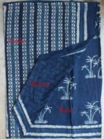 Block printed Indigo Cotton Sari - Image 2