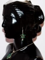 Jade Gemstone fitted Silver Pendant Earrings Set - Image 3