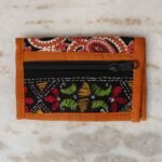 Kantha embroidery cotton pouch bag