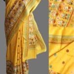 KanthaWork Handembroidered Yellow Silk Sari