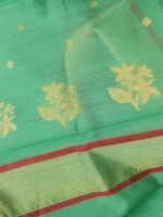Chanderi Sea-Green Handloom Zari Buti Sari - Image 2