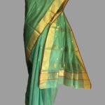 Chanderi Sea-Green Handloom Zari Buti Sari