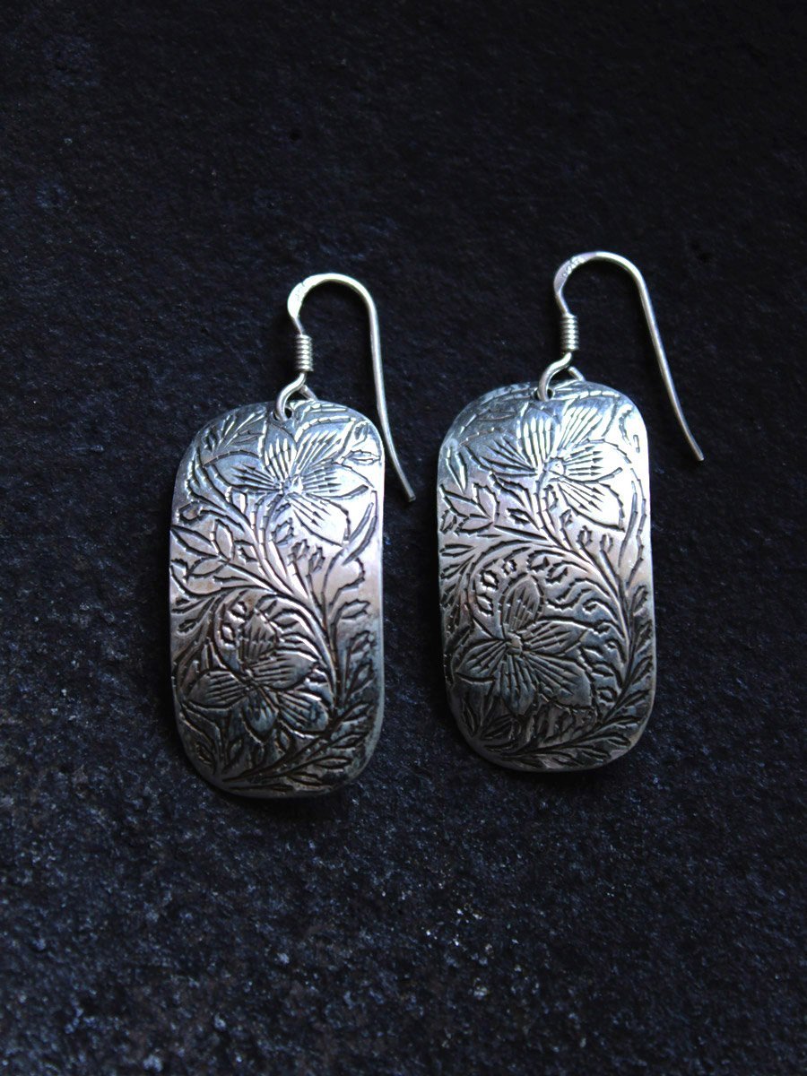 lotus-carved-handmade-silver-earrings.jpg The Lotus Bloom- Handcarved Silver Earrings - Image 1