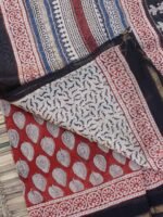 Madder-Red Bagru printed Chanderi sari - Image 4