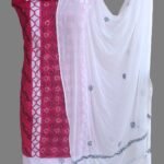 Magenta and white Chikankari 3pc Ladies Suit