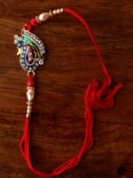 Metallic Peacock with Crystal Rakhi - Image 2