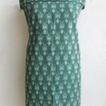 Moss-green Ikat mercerized cotton kurta fabric