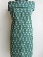 Moss-green Ikat mercerized cotton kurta fabric