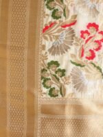 White Art-Katan-Silk Kimkwab Banarasi Dupatta - Image 2