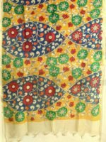 Multicolour Handpainted Chanderi Kalamkari Dupatta - Image 2