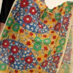 Multicolour Handpainted Chanderi Kalamkari Dupatta